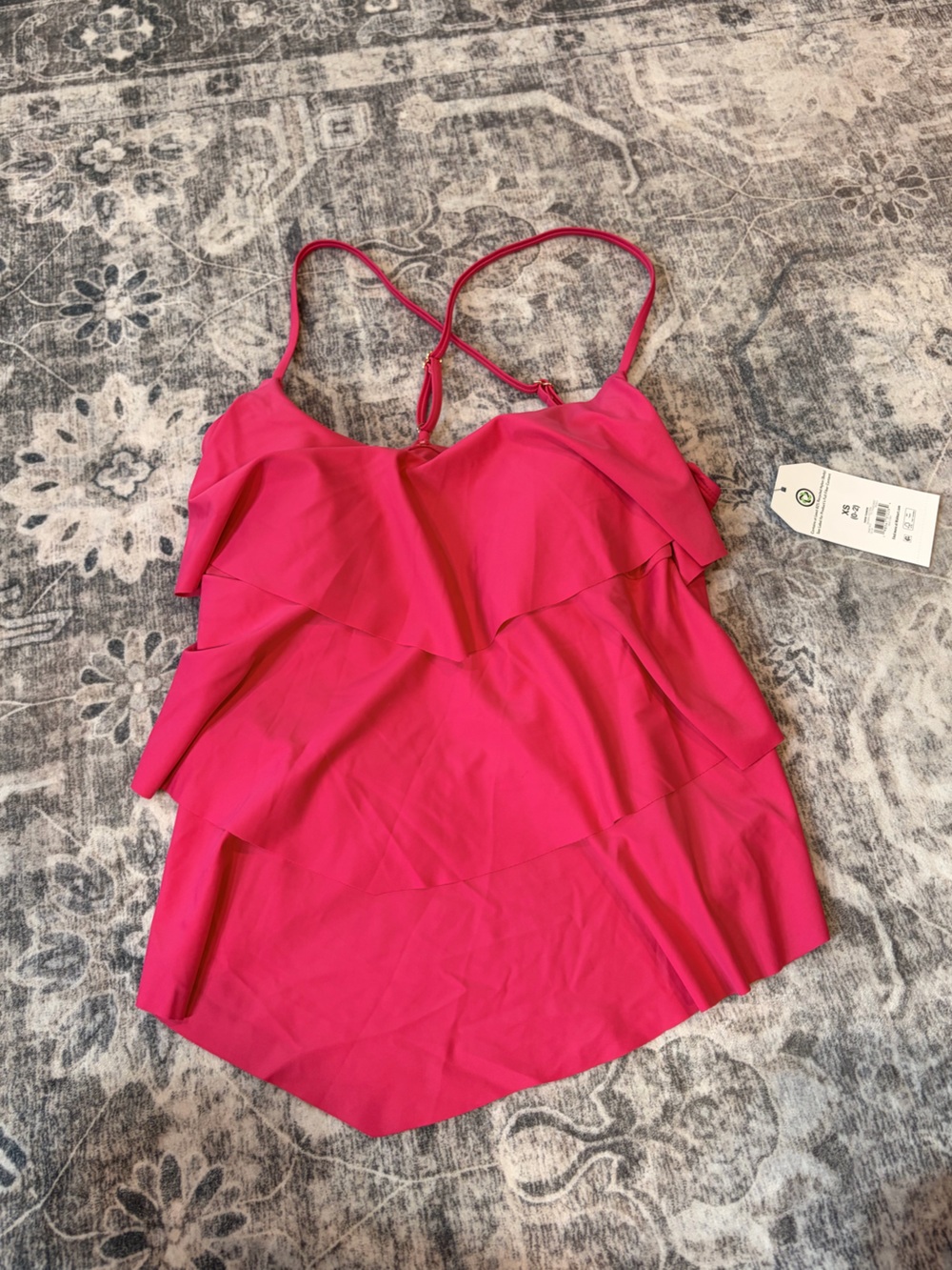 Time and Tru Hot Pink Ruffle Tankini Top